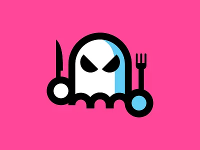 Ghost Culinary (2019) character culinaty fork ghost knife logo mascot pink pop scary tasty