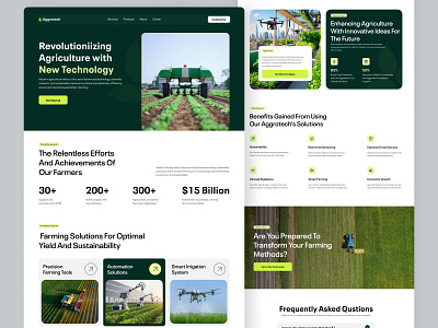 Aggrotech - Agriculture Landing Page agriculture branding clean drone farm farming green landing page minimalist modern farm modernagriculture technology farming ui ui fresh ux webdesign website