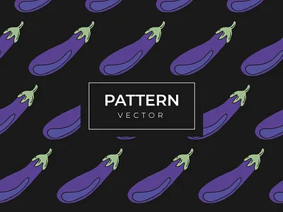 Pattern of eggplant illustration with black background cute eggplant fabric graphic design harvest illustration pattern promotion