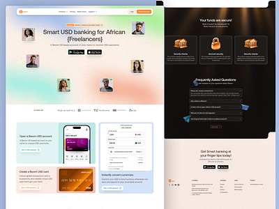 Beonn - home page africans cross border payment solution fintech freelancer freelancing payment payment facilitator payment processor saas ui ux usd web design