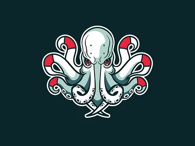 Martial Octopus Logo brand branding combat design fight gaming graphic design illustration logo marine martial mascot octopus sport squid vector