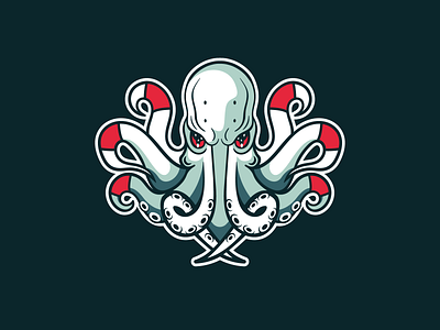 Martial Octopus Logo brand branding combat design fight gaming graphic design illustration logo marine martial mascot octopus sport squid vector