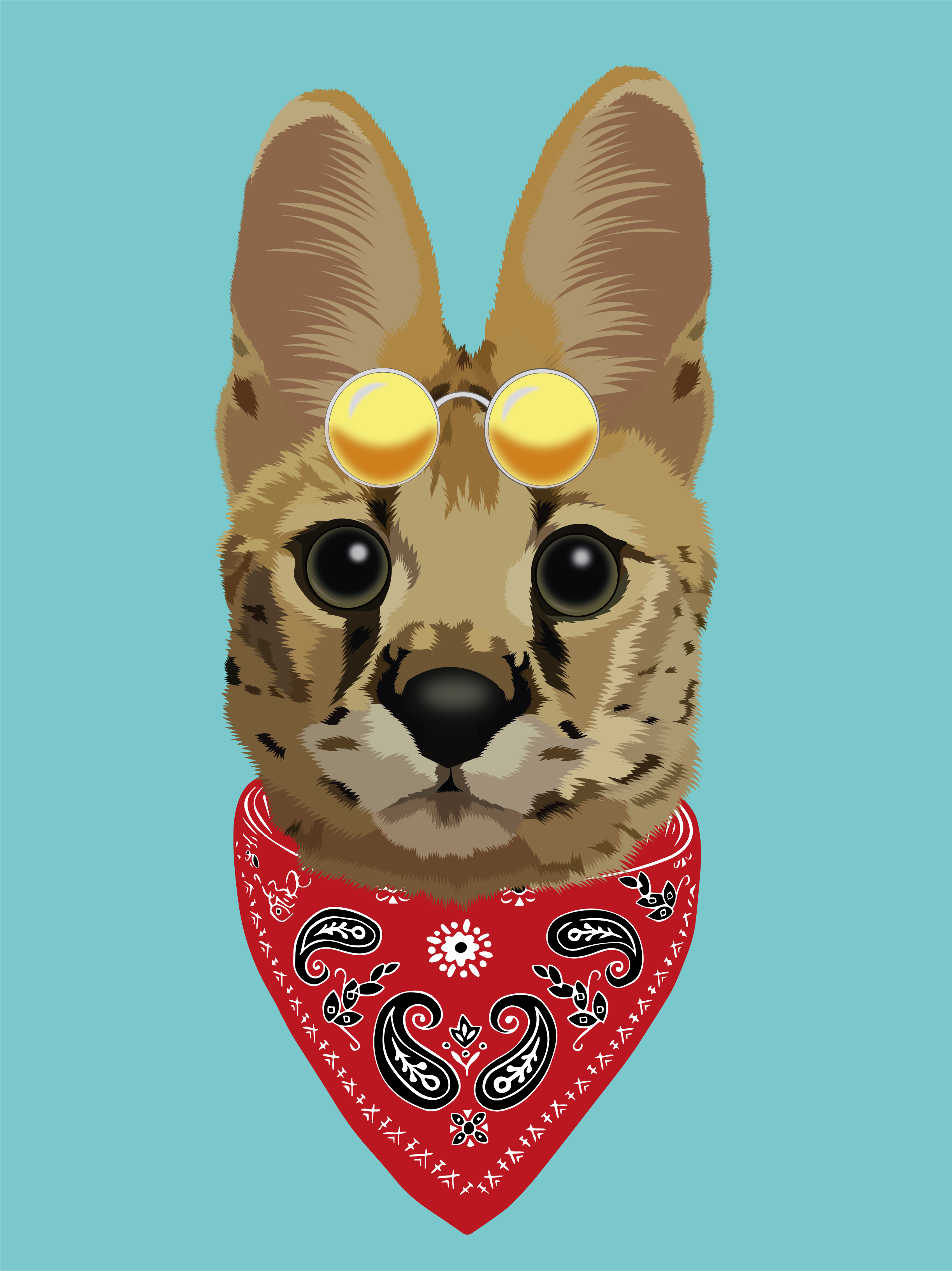 serval art cat digitalart graphic design illustration portrait vector