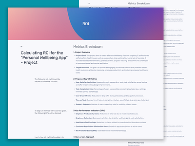ROI analysis for the Personal Wellbeing App roi roi analysis ux metrix uxui