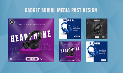 Gadget Social Media Post Design animation design gadget graphic design headphone media post social