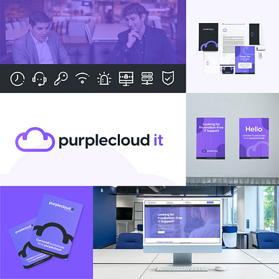 Purplecloud IT - Brand & Web Design brand development cloud logo icon design it it support brand it support logo it website logo development msp branding msp logo msp website purple branding purple logo purplecloud it tech