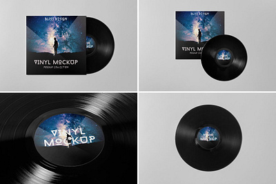 Vinyl Mock-up 3 album analog art artwork audio disc hifi jacket label mockup music musical print realistic record retro scratch template vintage vynil