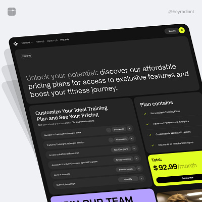 Website UI - Fitness App Exploraiton app branding clean design fitness landing ui user interface ux web