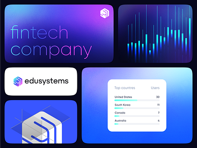 Logo, Brand Identity Design and Website for Fintech | Edusystems bento brand identity branding cards finacial indicators finance fintech logo marketing design metrics product product design sign ui ux uxui