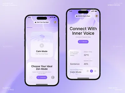 Meditation & Relaxation App ai ai app ai tool calm design health meditation meditation app mental health app mindfulness ui minimalist design mobile relaxation relaxation tech ui wellness design