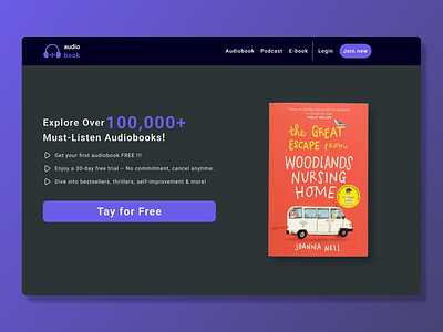 Challenge #003 | Landing Page Audiobook audiobook dailyui landing page page saas ui web website