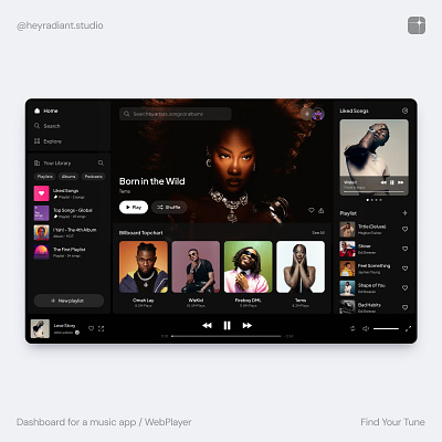 Music App - Web Player Page UI app clean dashboard design music profile ui user interface ux web