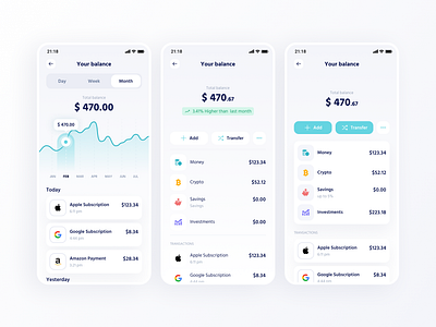 pailo - Your balance - banking app UI kit app balance banking card clean credit crypto currency light mobile app money pay savings transactions transfers ui ui design ux wallet