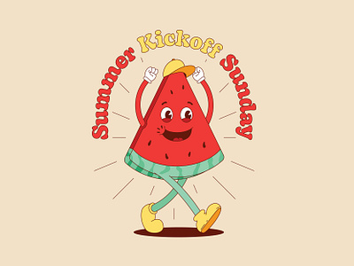 Watermelon Sugar cartoon character church colors illustration retro summer typography watermelon