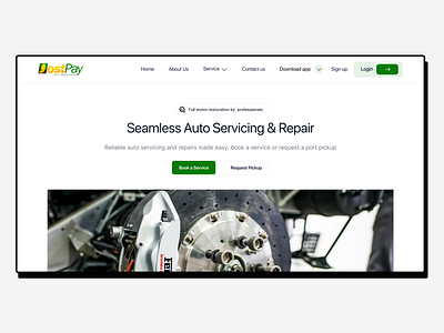 AUTOMOBILE & SERVICING SECTION landing page repair ux