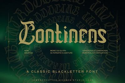 Continens – Classic Blackletter Font blackletter brand classic decorative design display font gothic horror illustration medieval modern new old retro typeface typography ui vintage web