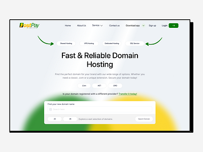 Domain & Hosting Section domain page landing page ui ux