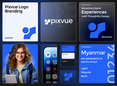 Pixvue Logo Redesign app branding des design graphic design illustration logo typography ui ux vector