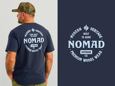 Nomad Outdoor: Tee Badge Design apparel badge design branding clothing brand design graphic design hat hunt hunting gear illustration logo merch merchandise modern patch tee typography vintage