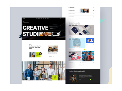 Creative Studio - Website brandingdesign creativeagency creativedesign design designinspiration designstudio designtrends digitaldesign dribbbledesign dribbbleshots graphicdesign interactiondesign landingpage minimaldesign moderndesign ui uiux uxuidesign webdesign websitedesign