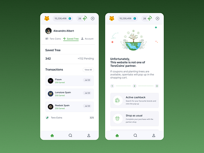 TeroCoins – Eco-Friendly Cashback & Rewards App UI reward based ui shahriarsultan