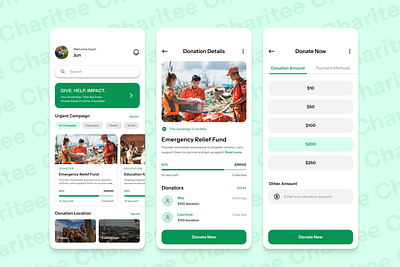 Charitee Donation App UI Design graphic design ui