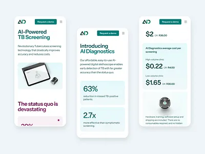 AI Diagnostics - Website ai branding components design design system diagnostics health interface medtech tb tuberculosis ui ux web