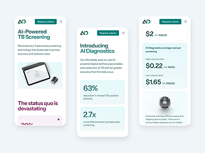 AI Diagnostics - Website ai branding components design design system diagnostics health interface medtech tb tuberculosis ui ux web