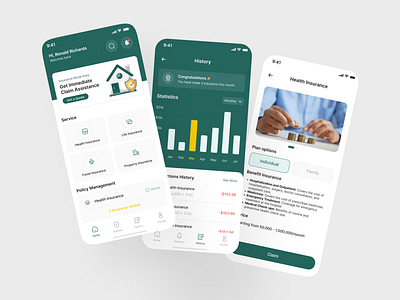 Insurance App UI Kit appdesign insurance insuranceapp mobiledesign smartinsurance uidesign uiux