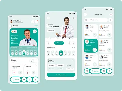 Medical App UI concept — MediCare! 🌿 analytics chart check up consultation dashboard design disease doctor health app healthcare healthy hospital medical medicine mobile mobile apps mobile ui sick telemedicine uiux