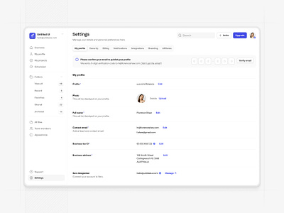 Profile settings — Untitled UI form product design settings sidenav tabs ui design user interface