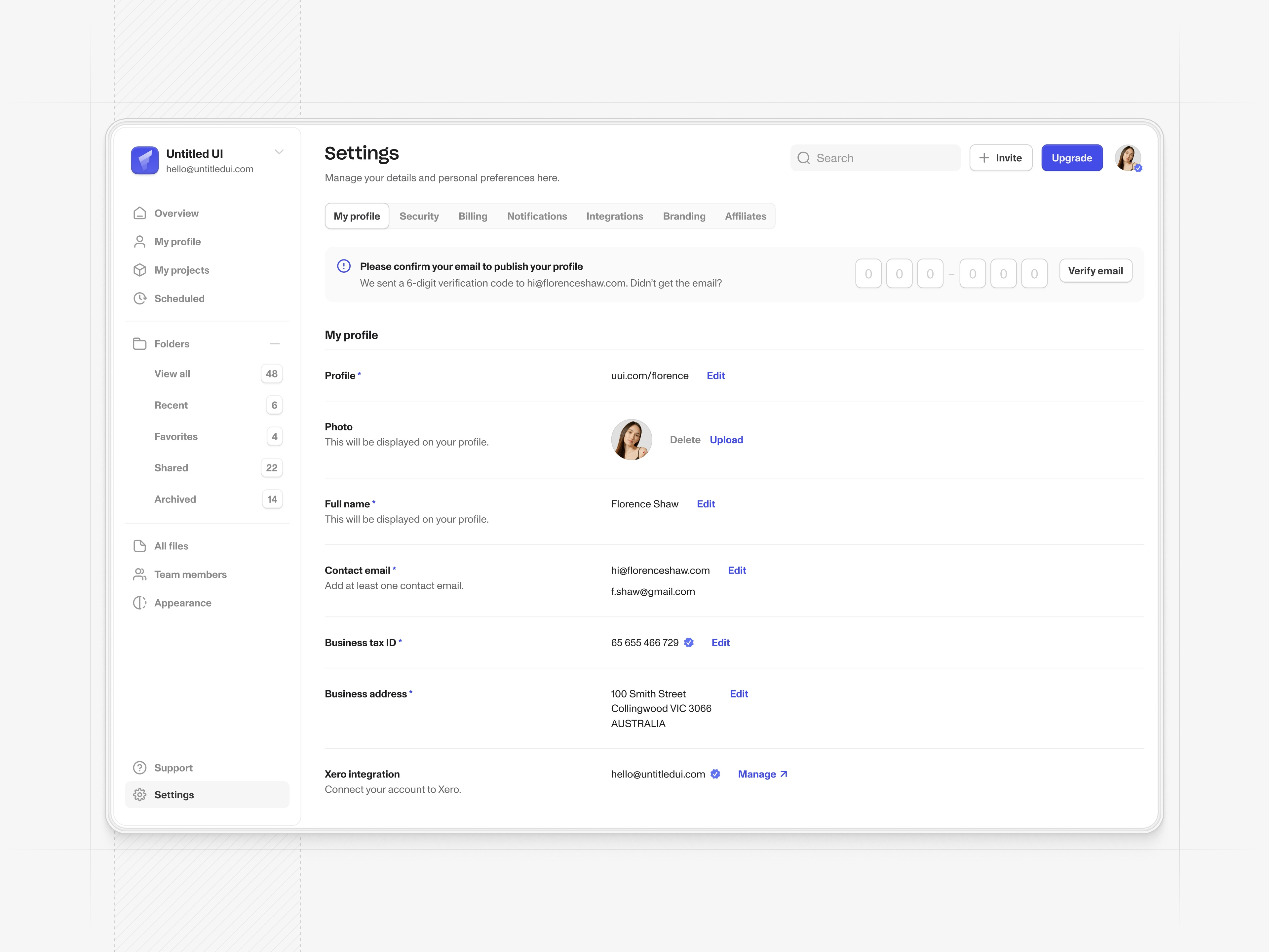 Profile settings — Untitled UI by Jordan Hughes® on Dribbble