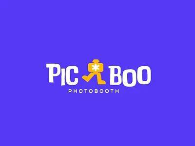 Pic a Boo - Photobooth logo design animation branding camera company logo design fun graphic design icon illustration logo logo design motion graphics photo photoboth pic a boo purple simple symbol walking