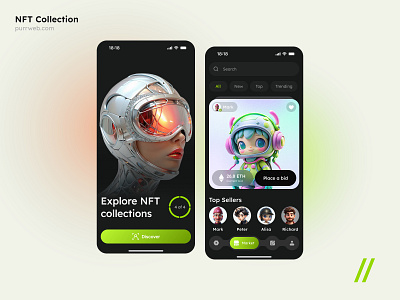 NFT Showroom Mobile iOS App android app app design app design concept app design template app template dark theme dashboard design design ios mobile mobile app design mobile ui mobile ui design nft nft app nft collection online ui ux