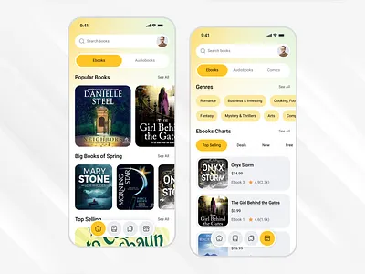 E-book Mobile App activity feed app design audio book book app book online store books design e book e library ebook app mobile mobile app online book product design reading app reading book search ebook stories ui ui design ux