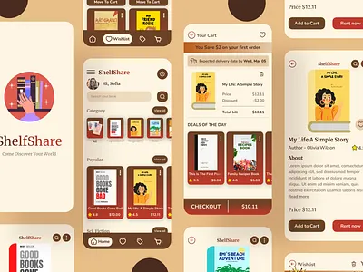 Rent Your Favorite Book From ShelfShare App renting books ui uiux