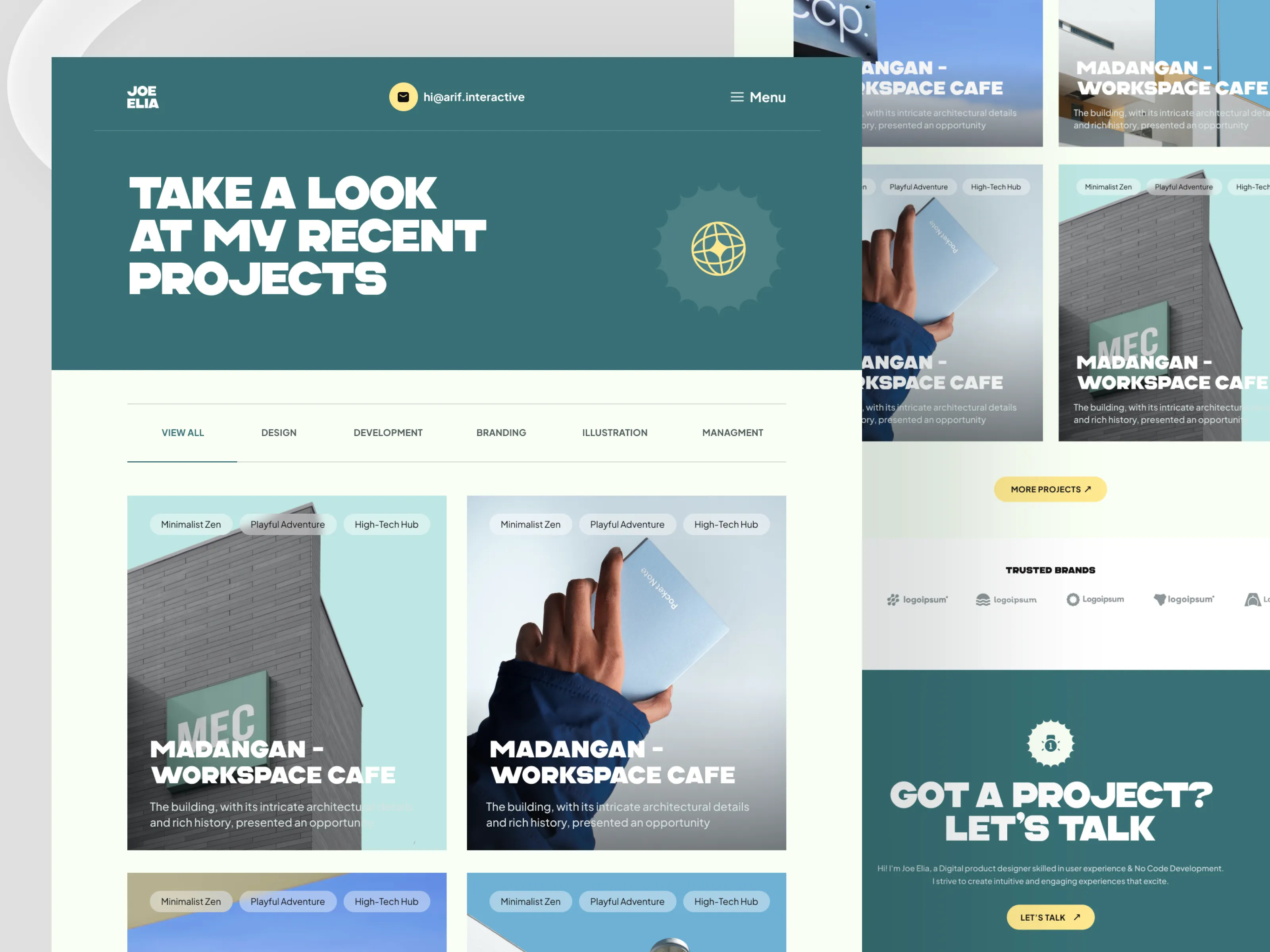 Example of Portfolio Website Design (3/5 Pages) 