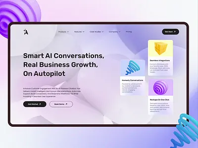 Smart AI Chatbot landing Page adpative ai animation branding chatbot design hero section landing page motion graphics ui user interface ux