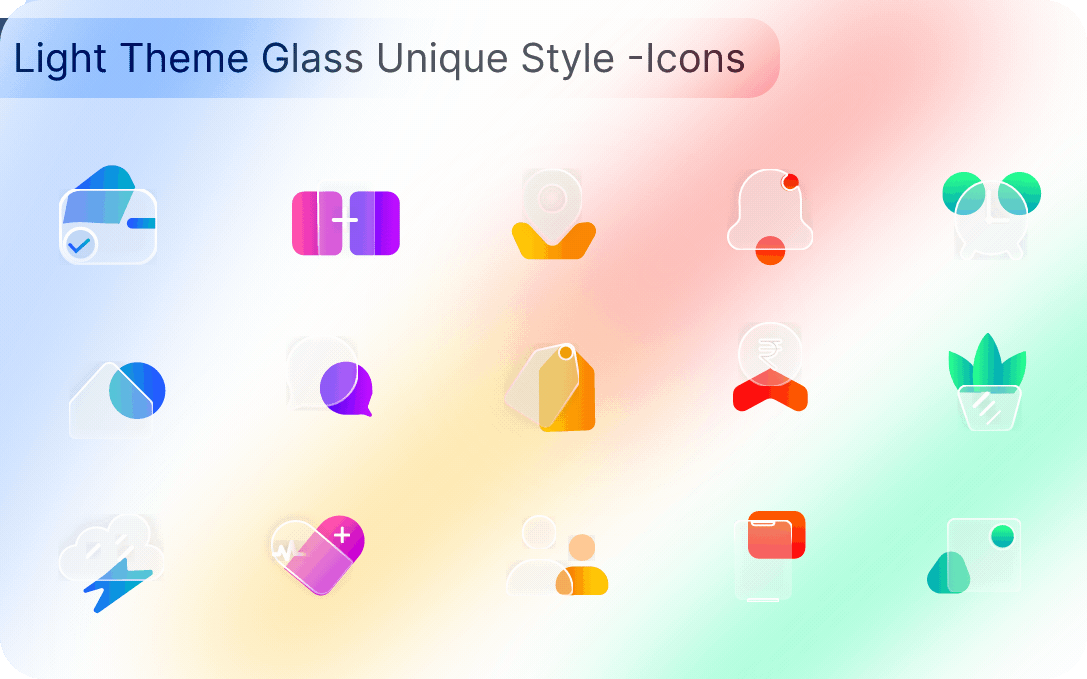 Light Theme Glass Unique Style -Icons animation icon motion graphics ui