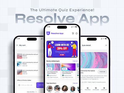 📚 Resolve App – The Ultimate Quiz Experience! app ui app ux authentication branding creative design design figma illustration landing page login profile purple querry questions quiz resolve result search ui user friendly