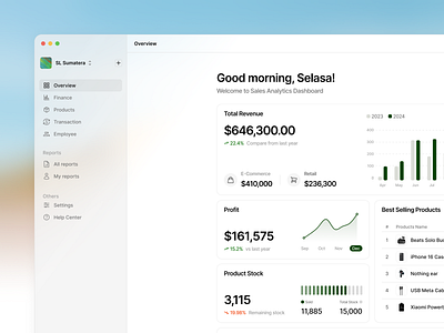 Analytica - Dashboard Preview analytics app chart components dashboard data design finance light mode metrics report saas sales sales analytics ui ux