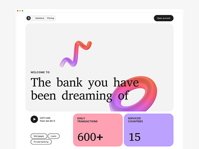 Daily UI #3 - Landing Page banking dailyui design finance landing neobank page ui ux website