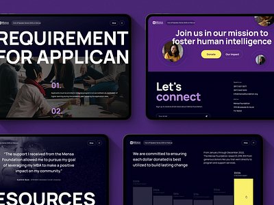 Mensa Foundation 3d blog dark design glide glide design hero light minimal particles purple stats subpages team testimonial ui ux webdesign webiste website