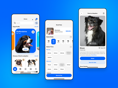 Pet Care app application blue cat dog iso mobile app mobile application pet pet care app