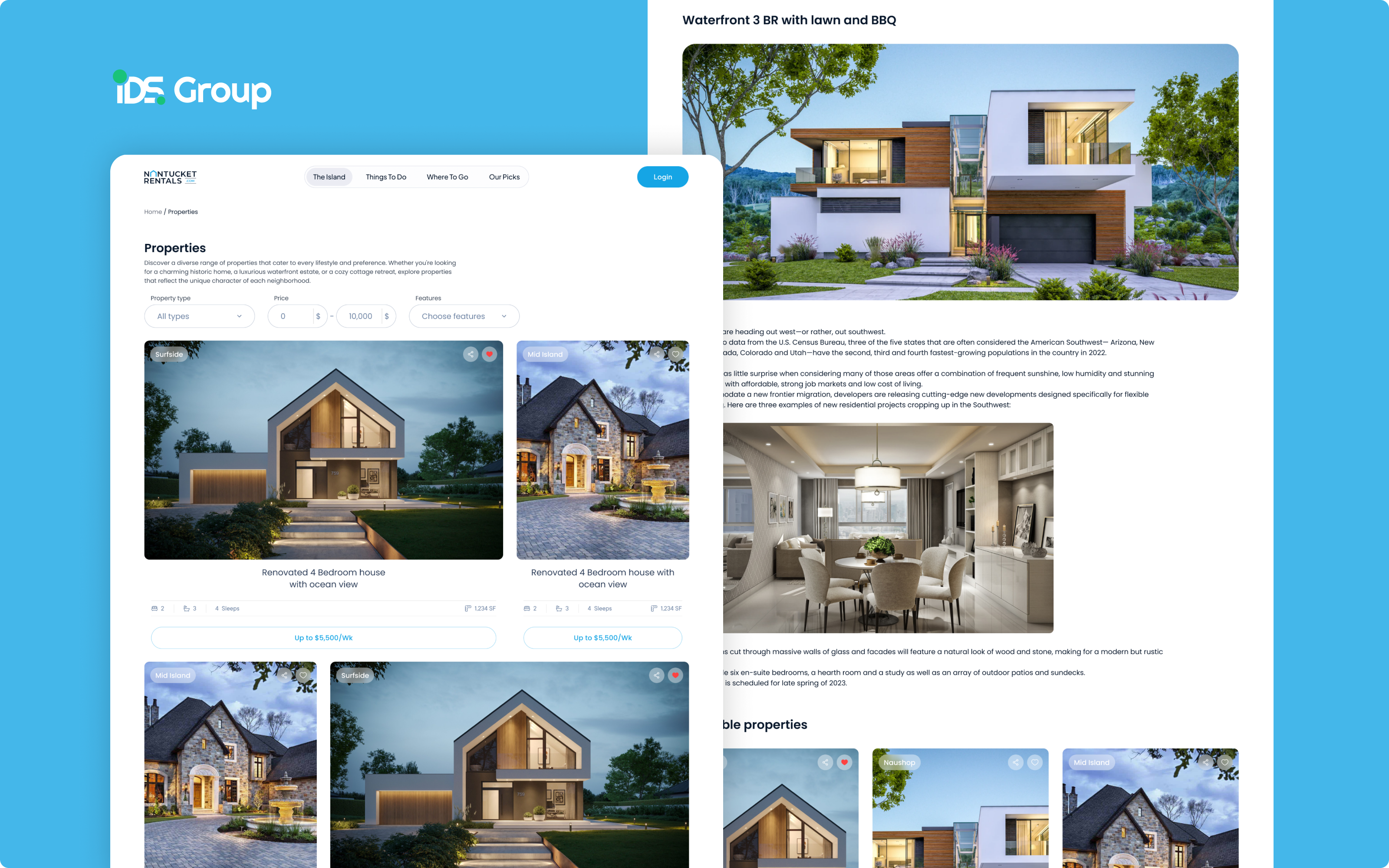 Nantucket Rentals design real estate saas ui ux