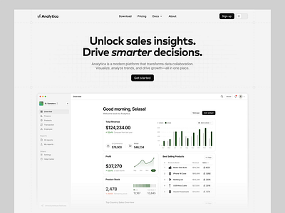 Analytica - Landing Page Animation analytics app branding chart dashboard design finance graphic design illustration landing landing page logo metrics saas saas landing page sales sales analytics ui ux vector