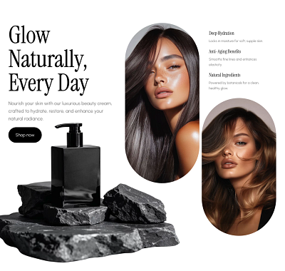 Beauty Hero section for Framer built with Frameblox UI kit beauty clean cta header headline hero landing light product shop webdesign website