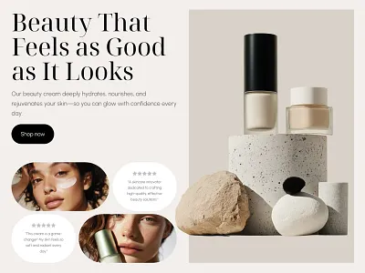 Beauty Hero section for Framer built with Frameblox UI kit beauty cream cta ecom header headline hero natural pastel product shop ui ui design ui ux ux design webdesign webshop website