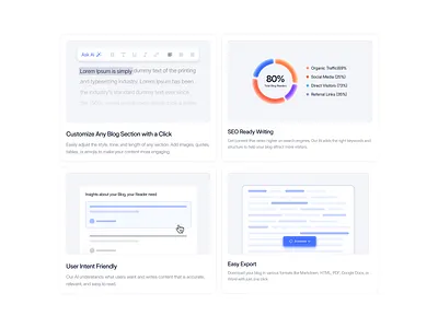 Bento Cards For AI Blog generator website bento bento box bento cards bento design design figma ui ux web web design website