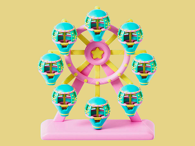 3D Design: Whimsical Objects Collection 3d 3d art 3d art work 3d render 3d visual abstract cheerful collection creative design design insparation insparation pink playful design solid yellow background toy like objects visual visual identity wheel whimsical collection